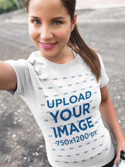 Selfie Mockup of a Pretty Woman About to go for a Walk