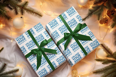 Wrapping Paper Mockup Featuring Two AI-Generated Christmas Gifts