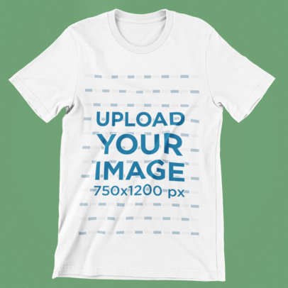 Mockup of a Crew Neck T-Shirt Against a Solid Color Background