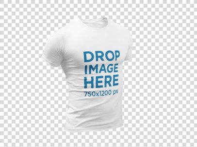 Men's T-Shirt Invisible Model Mockup Over White Background
